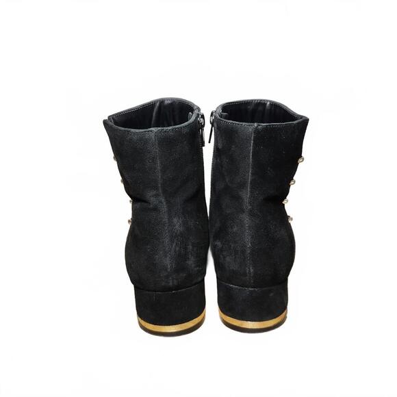 Vaneli Stylish Black Ankle Boots with Gold Accents - Picture 7 of 9